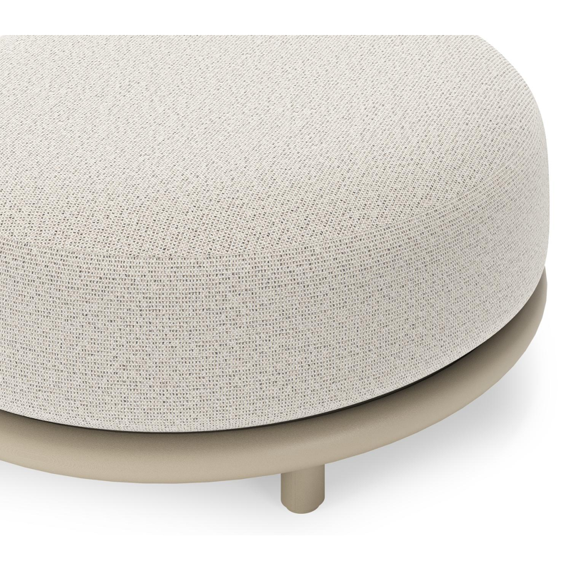 Lomano poef in beige aluminium en beige verticaal geweven luxe vlakke rope met Firenze Natural all weather solica