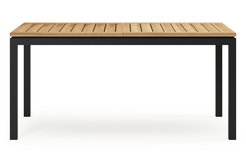 Amalfi verlengbare tuintafel in zwart aluminium en teak - L 156/214 x B 90 x H 75 cm
