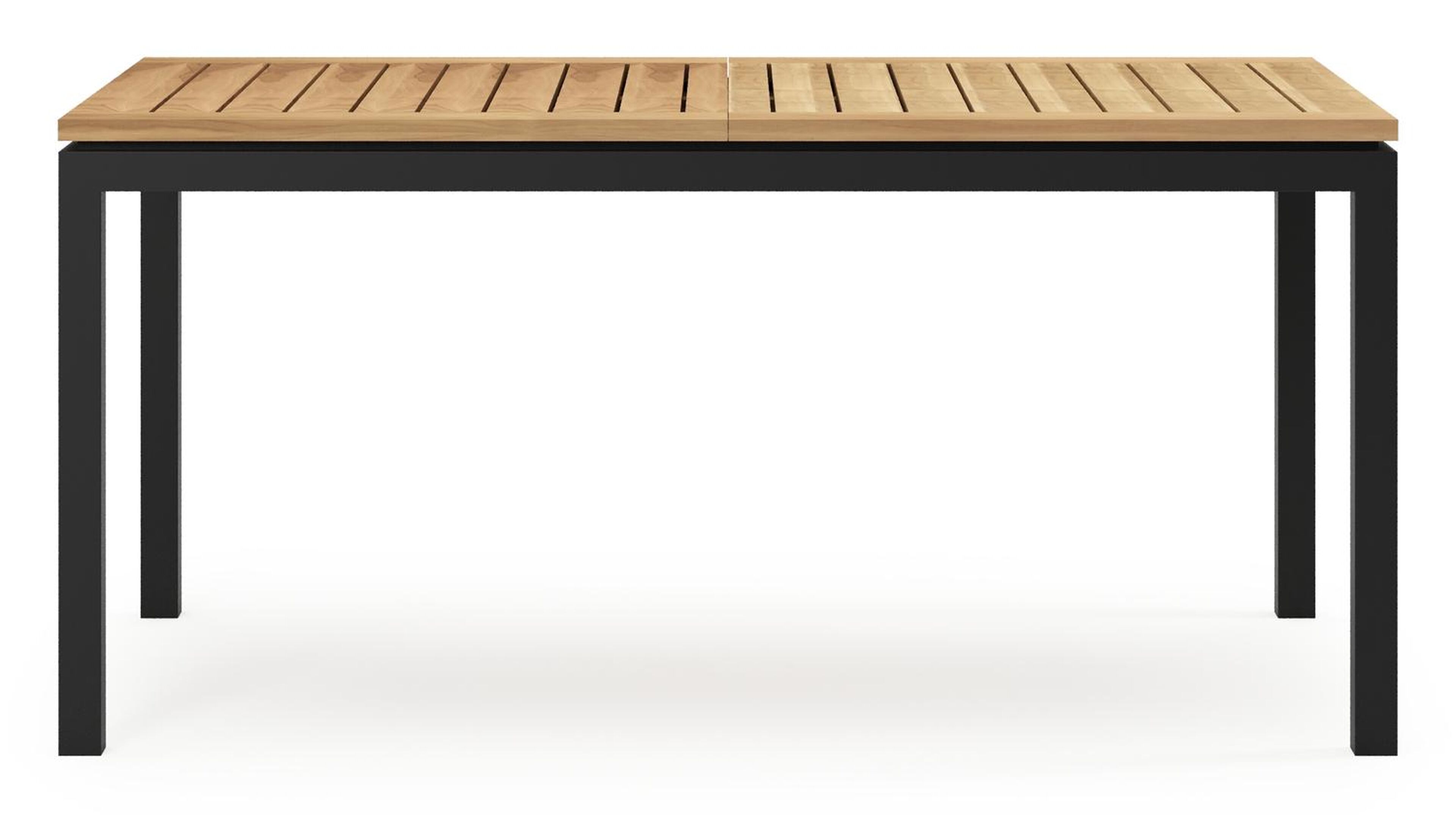 Amalfi rechthoekige uitschuifbare tuinset in zwart aluminium en teak naturel met 6 Amalfi tuinstoelen