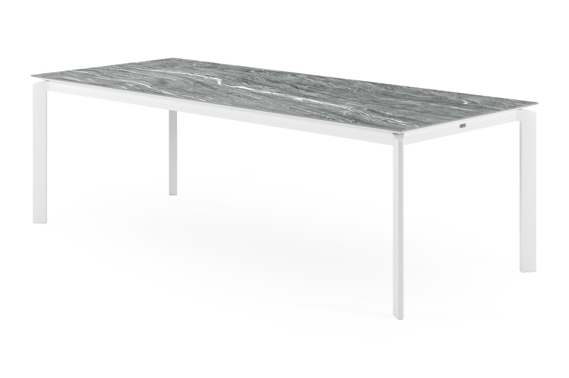 Cirello tuintafel in wit aluminium en volkeramiek mar del plata - L 240 x B 100 x H 75,6 cm
