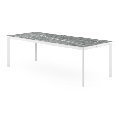 Cirello tuintafel in wit aluminium en volkeramiek mar del plata - L 240 x B 100 x H 75,6 cm