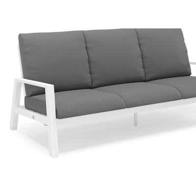 Cirello loungebank 3-zit in wit aluminium met natte charcoal chine all weather sunbrella® luxe kussen