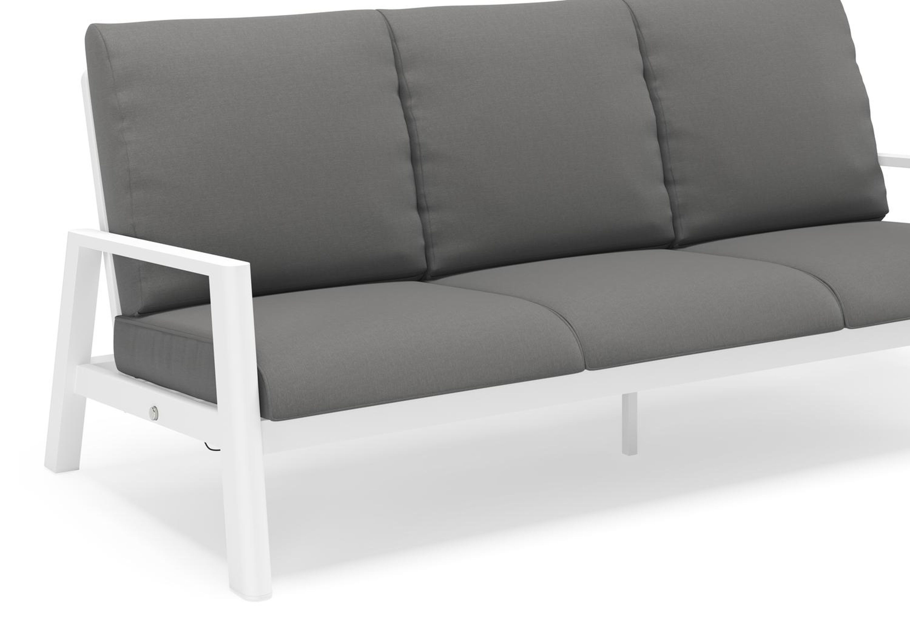 Cirello loungebank 3-zit in wit aluminium met natte charcoal chine all weather sunbrella® luxe kussen