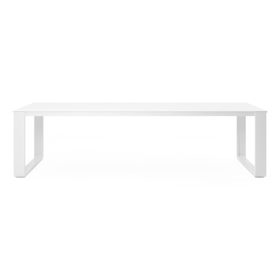 Table de jardin Atessa en aluminium blanc et céramique pleine arctic white - Lg 280 x Larg, 110 x H 75 cm