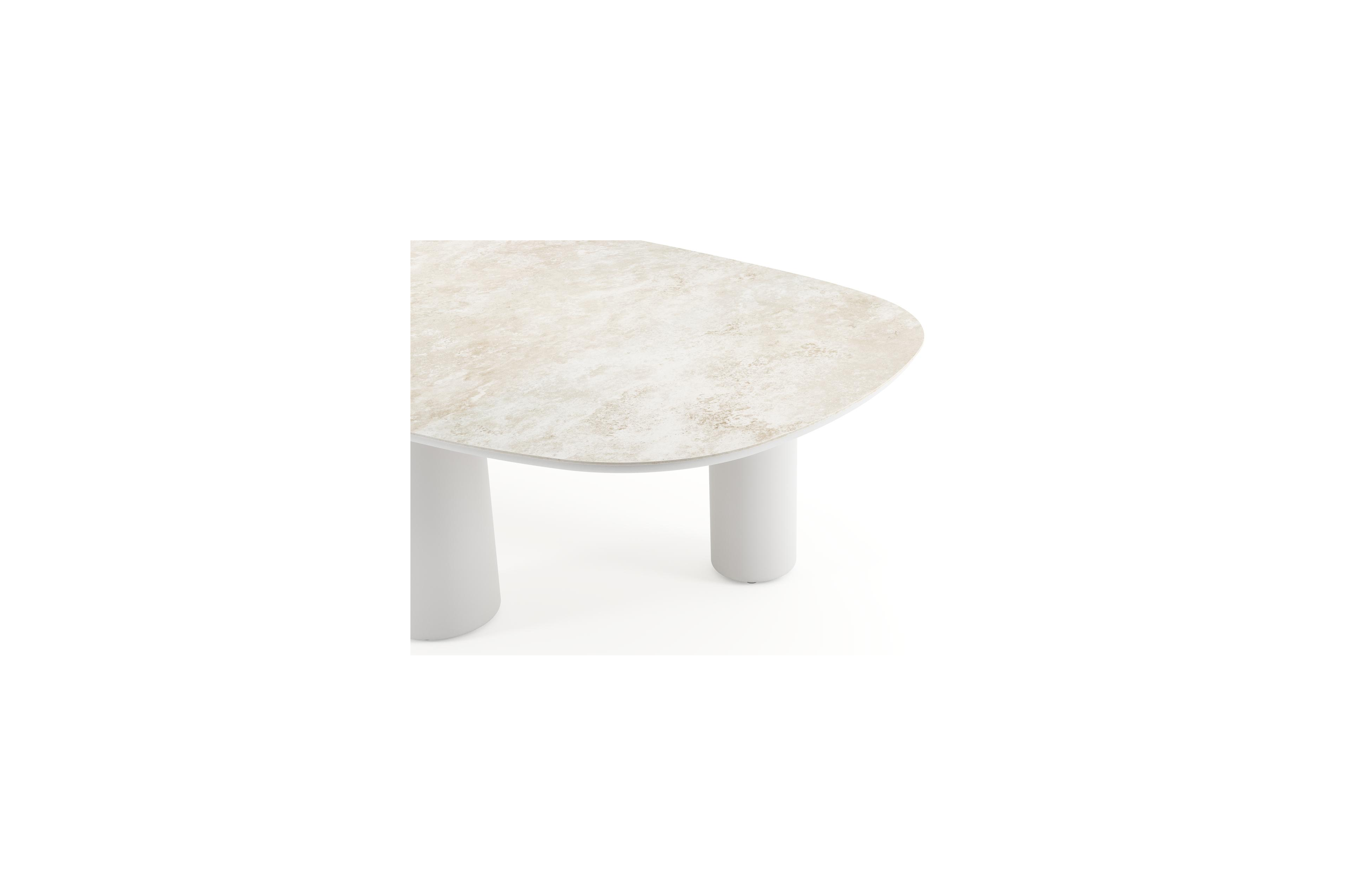 Table de jardin Amico bombo xl en aluminium blanc et céramique pleine Rapolano - Lg. 270 x Lrg. 148 x Haut. 73.5 cm