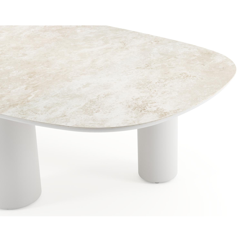 Table de jardin Amico bombo xl en aluminium blanc et céramique pleine Rapolano - Lg. 270 x Lrg. 148 x Haut. 73.5 cm