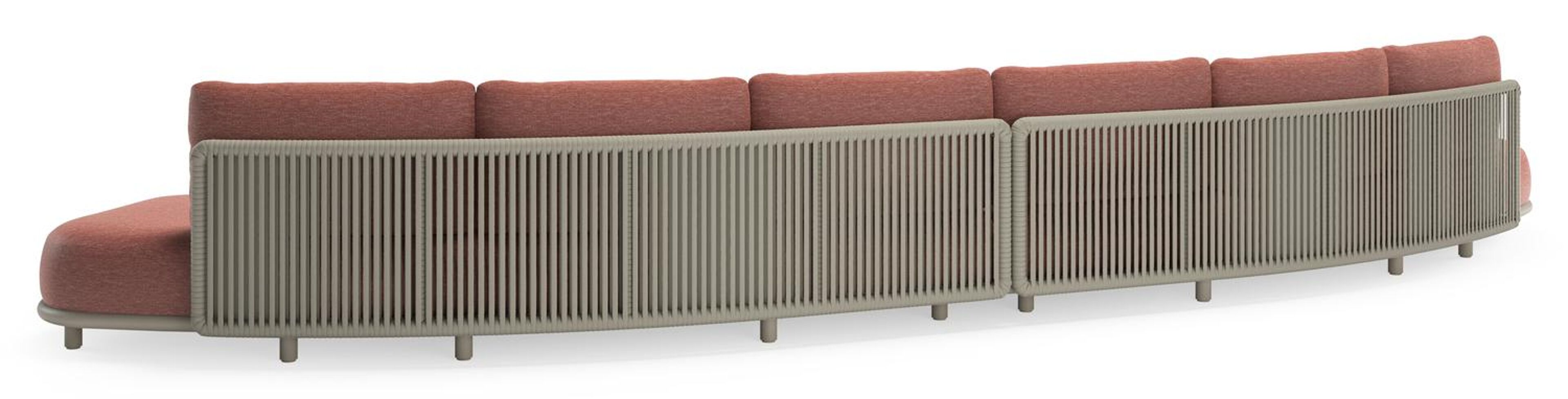 CanapÃ© de jardin Lomano en aluminium beige et corde luxe plate tissÃ©e verticalement beige et coussins en all weather sunbrellaÂ® luxe Slow Alezan