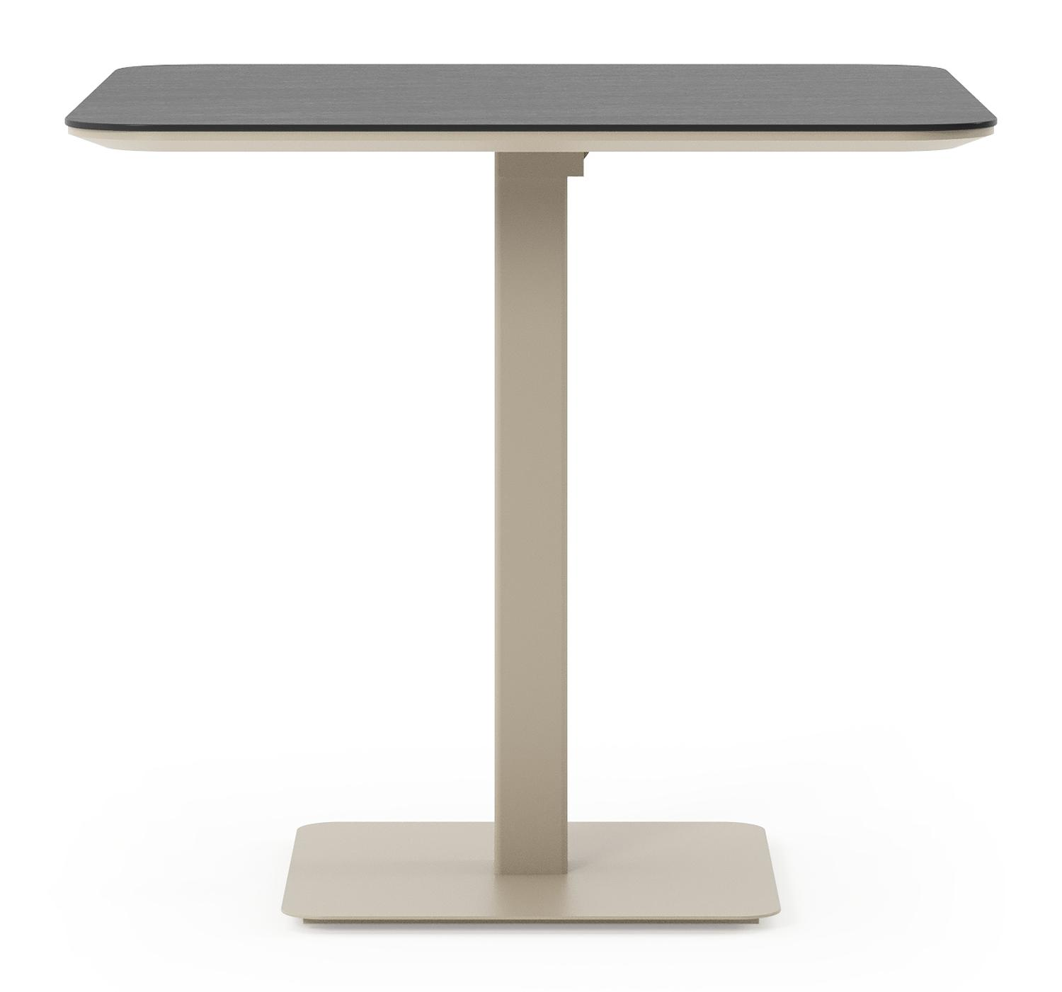 Table de jardin inclinable Fano carré arrondi en aluminium beige et céramique pleine Basalt Black - Lg. 80 x Lrg. 80 x Haut. 72.5 cm