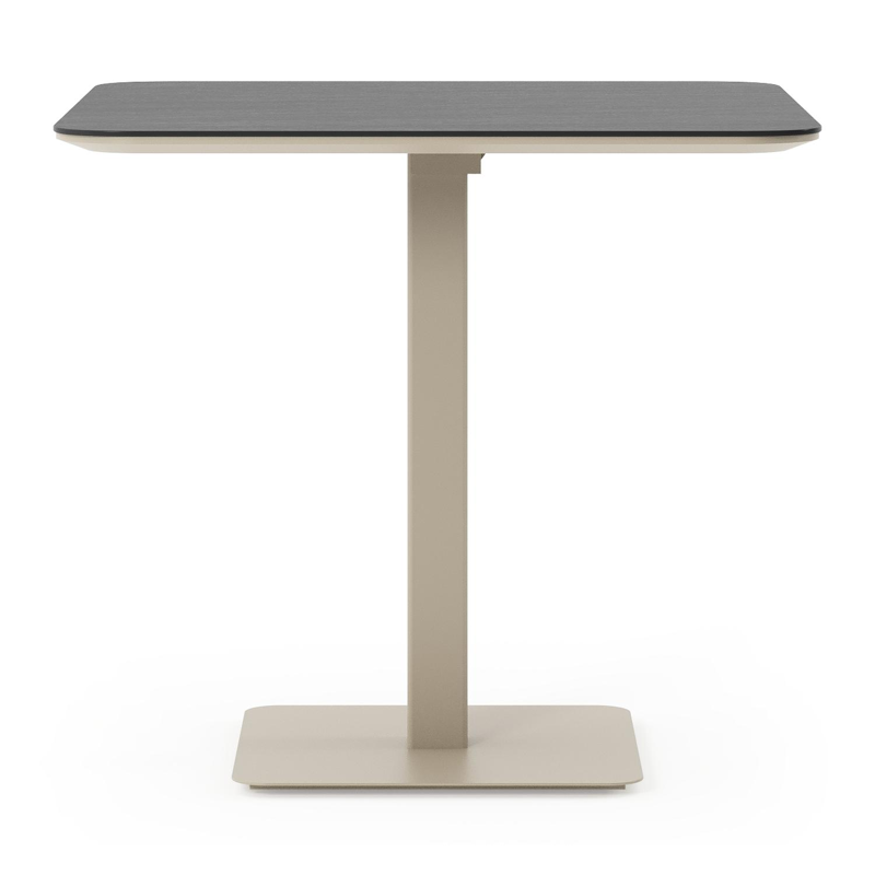Fano kantelbare tuintafel afgerond vierkant in beige aluminium en volkeramiek Basalt Black - L 80 x B 80 x H 72.5 cm