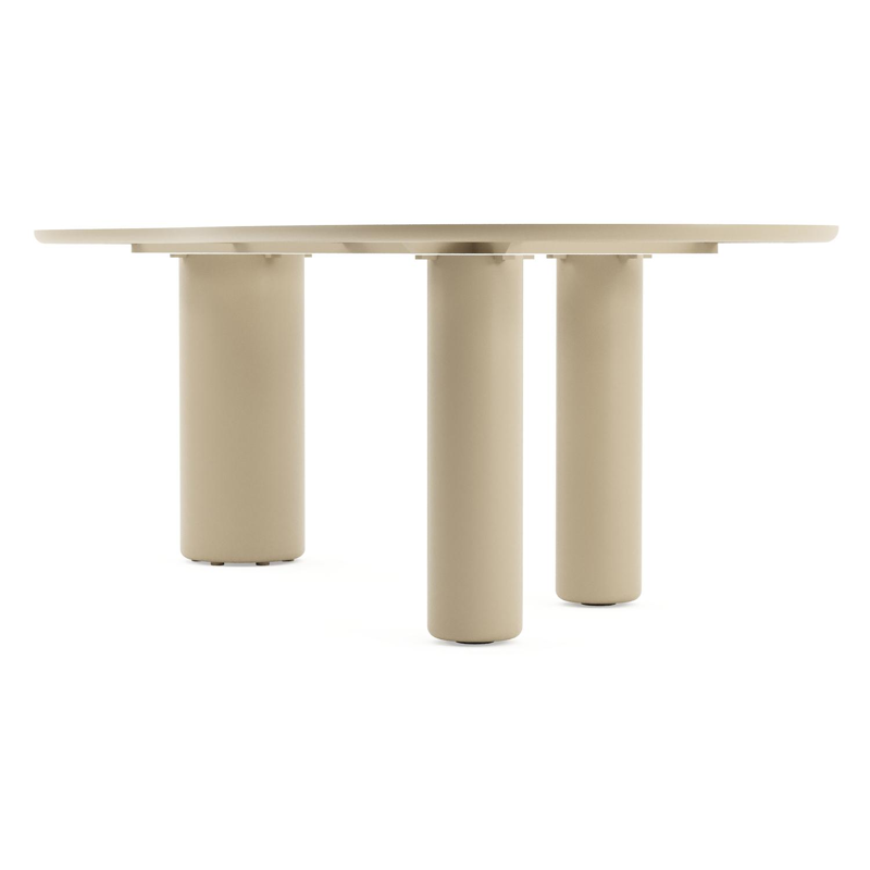 Table de jardin Amico organique en aluminium beige et céramique pleine Shilin - Lg. 240 x Lrg. 110 x Haut. 73.5 cm