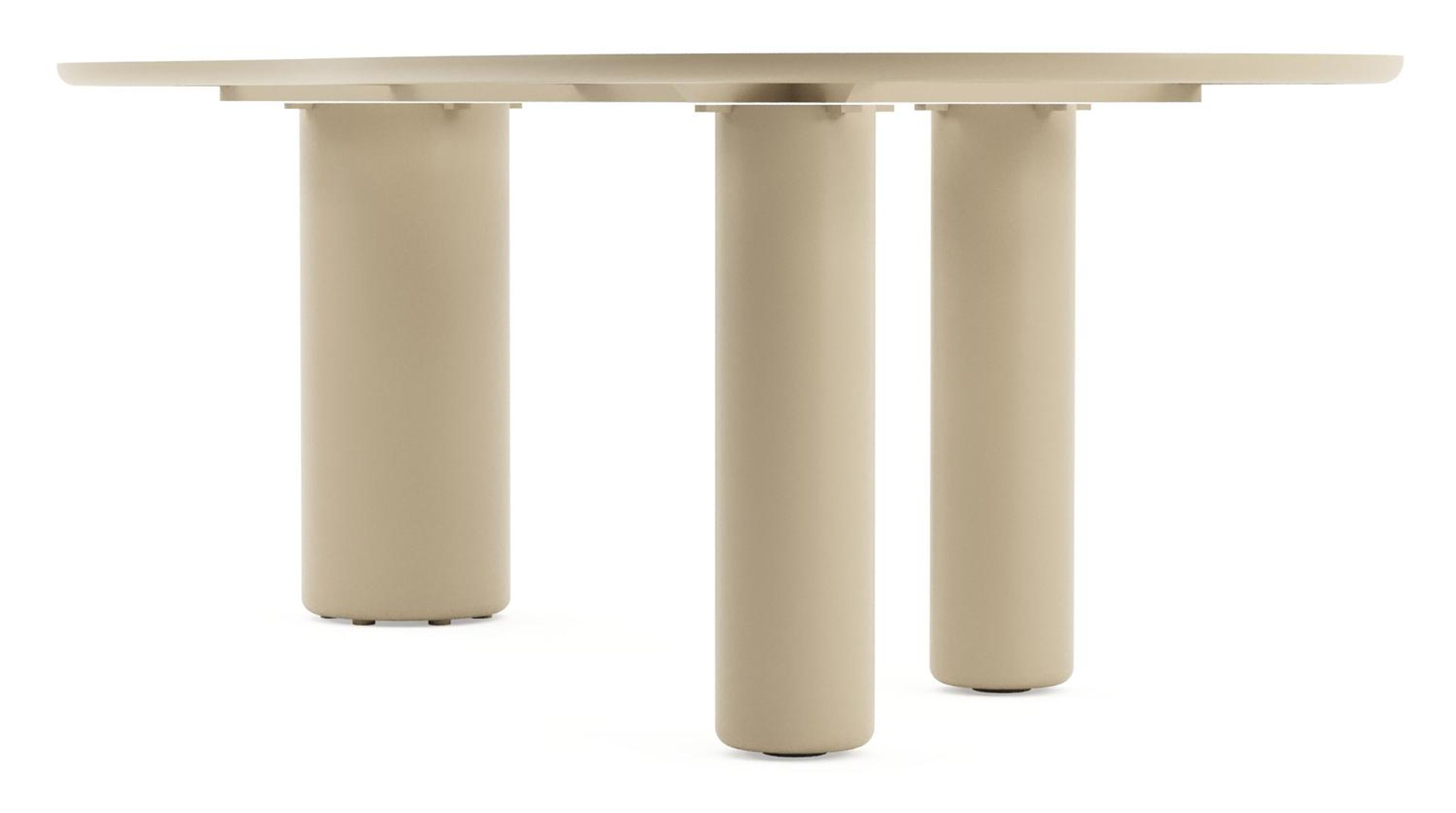 Table de jardin Amico organique en aluminium beige et céramique pleine Travertino Bianco - Lg. 240 x Lrg. 110 x Haut. 73.5 cm