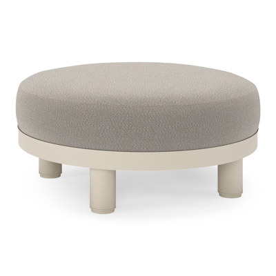 Salon de jardin pouf Donato en aluminium beige et coussins en all weather sunbrella® luxe Lopi Silver