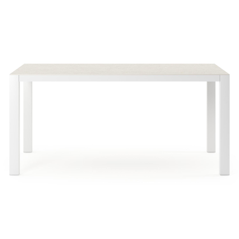 Table de jardin Como en aluminium blanc et céramique pleine shilin - Lg 160 x Larg. 100 x H 75 cm