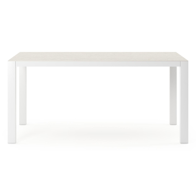 Table de jardin Como en aluminium blanc et céramique pleine shilin - Lg 160 x Larg. 100 x H 75 cm