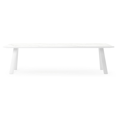 Cesano tuintafel in wit aluminium en volkeramiek calacatta - L 280 x B 110 x H 75 cm