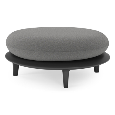 Bomero poef in zwart aluminium met heritage slate all weather sunbrella® luxe kussen