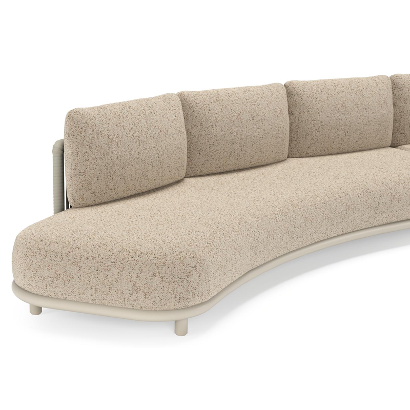 Lomano loungehoek in beige aluminium en beige verticaal geweven luxe vlakke rope met Bora Jungle all weather cosytica