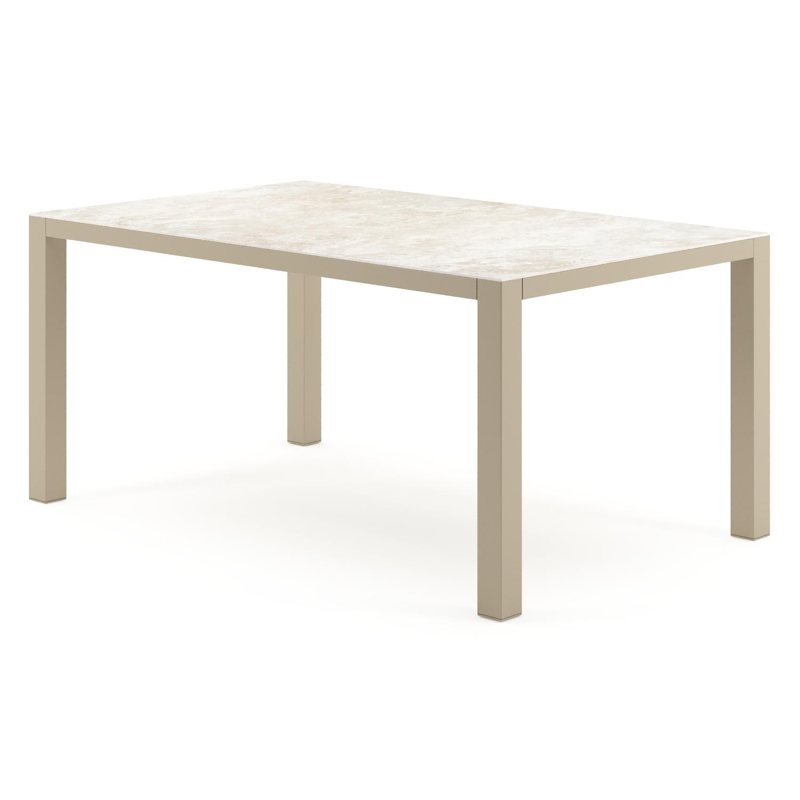 Table de jardin Como rectangulaire en aluminium beige et céramique pleine Rapolano - Lg. 160 x Lrg. 100 x Haut. 73 cm