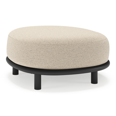 Lupino poef in zwart aluminium met marbella beige all weather cosytica kussen