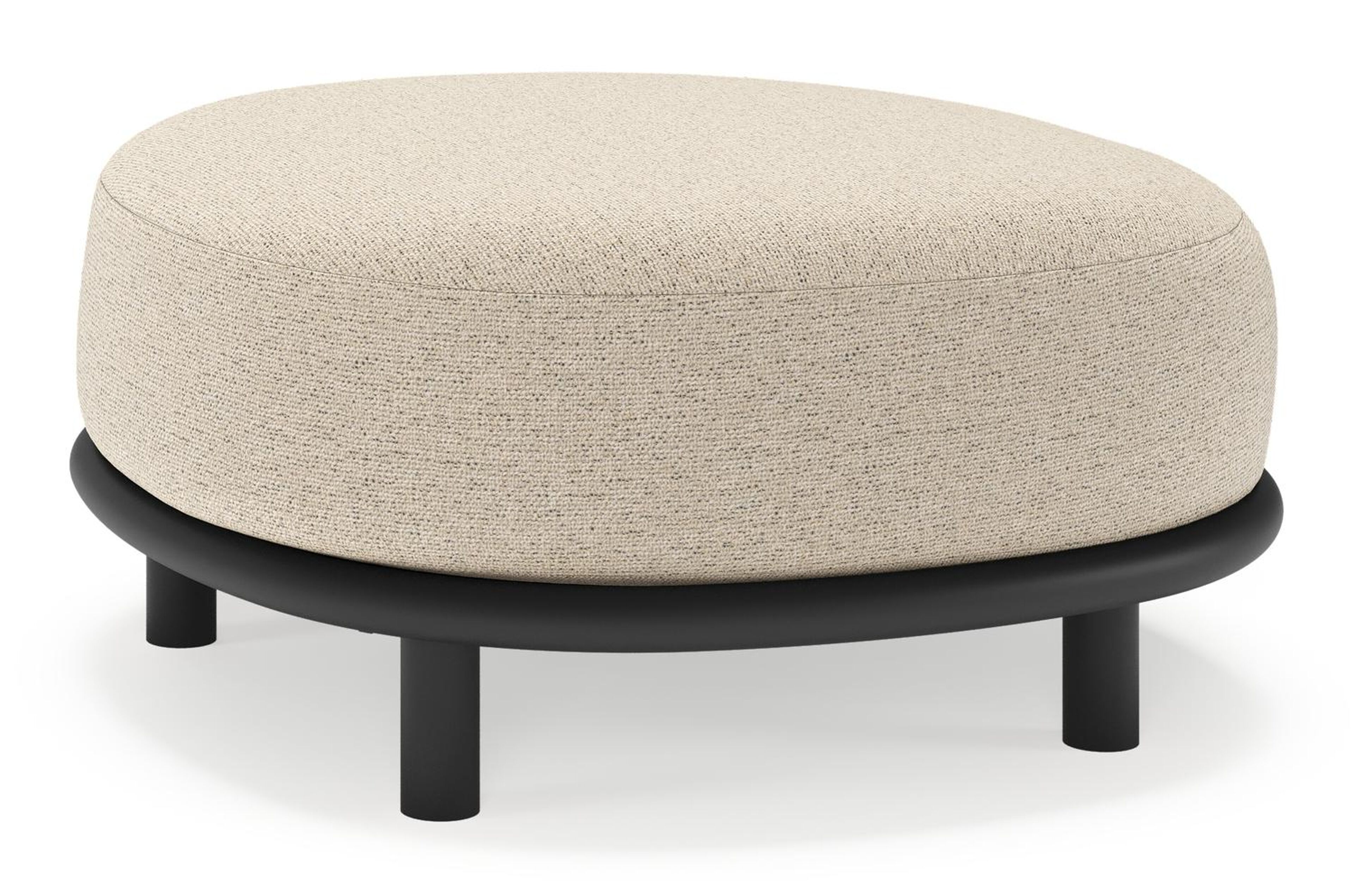 Pouf Lupino en aluminium noir et coussin en all weather cosytica marbella beige