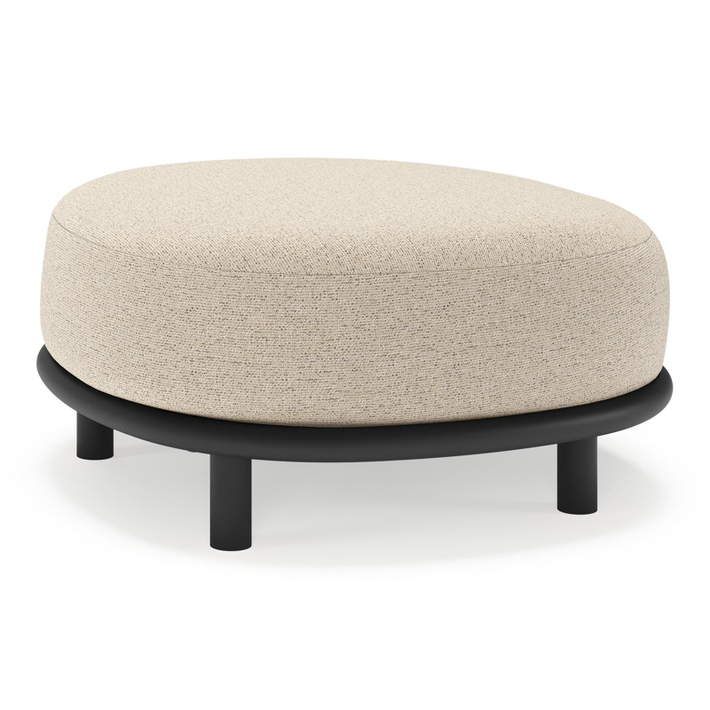 Pouf Lupino en aluminium noir et coussin en all weather cosytica marbella beige