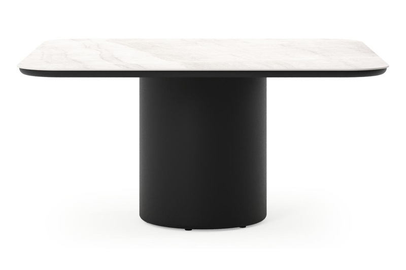 Amico tuintafel afgerond vierkant in zwart aluminium en volkeramiek Taj Mahal - L 148 x B 148 x H 73.5 cm