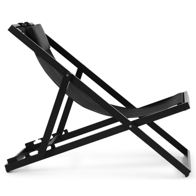 Cabana strandstoel in zwart aluminium met zwart textilene