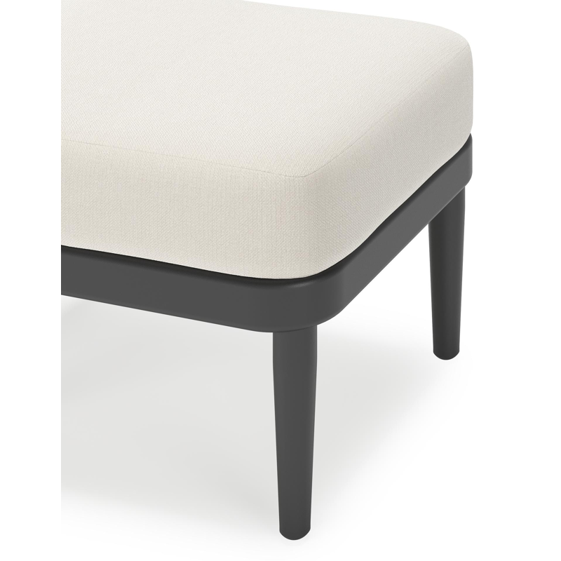 Pouf Orso en aluminium noir et coussins en all weather sunbrella® luxe Savane White