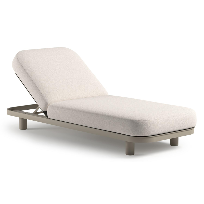 Chaise longue réglable Donato en aluminium beige avec All Weather Solica ego eggshell coussin
