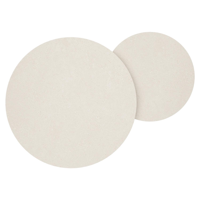 Enna set van 2 loungetafels in wit aluminium en Beige volkeramiek - Dia. 100/70 x H 37/30 cm