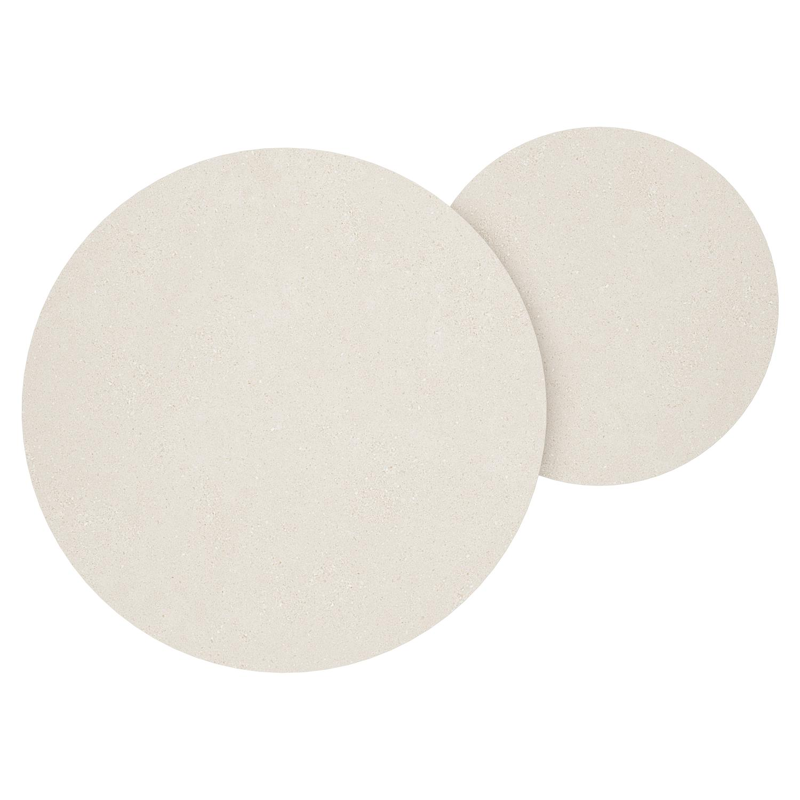 Enna set van 2 loungetafels in wit aluminium en Beige volkeramiek - Dia. 100/70 x H 37/30 cm