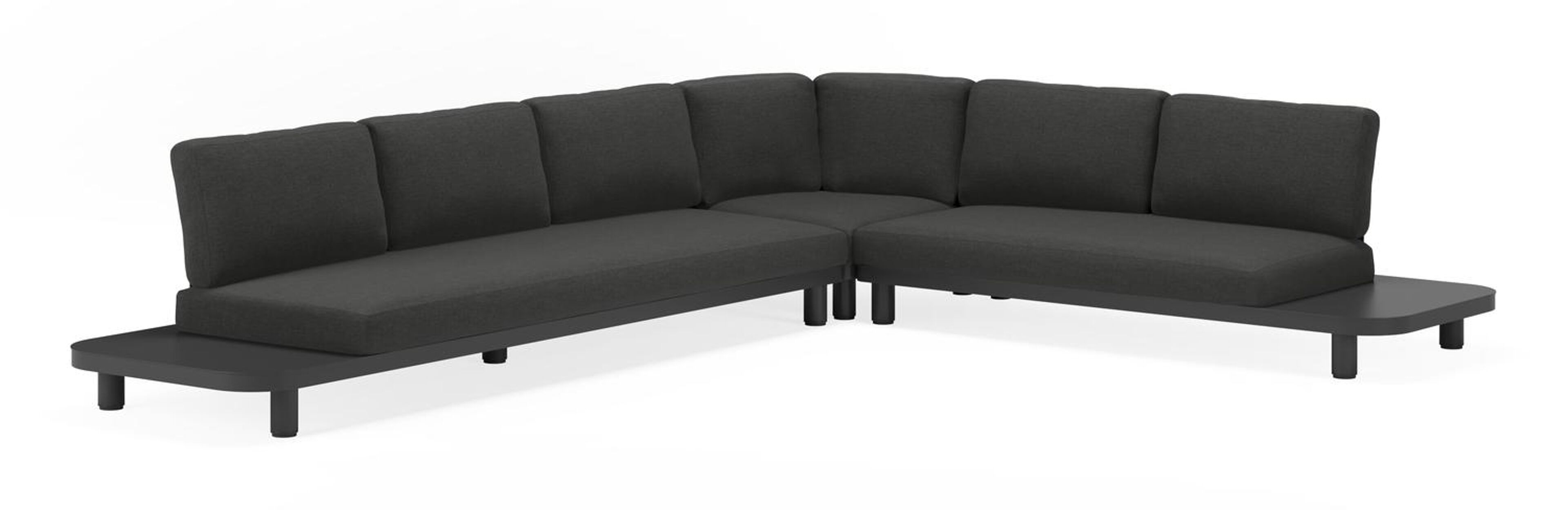 Donato loungehoek in zwart aluminium en met chartres pearl all weather sunbrella® luxe kussens