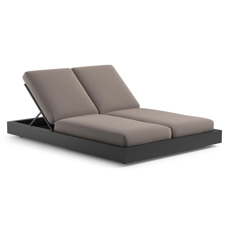 Como verstelbaar dubbel ligbed in zwart aluminium met wander granite all weather Sunbrella® luxe kussen