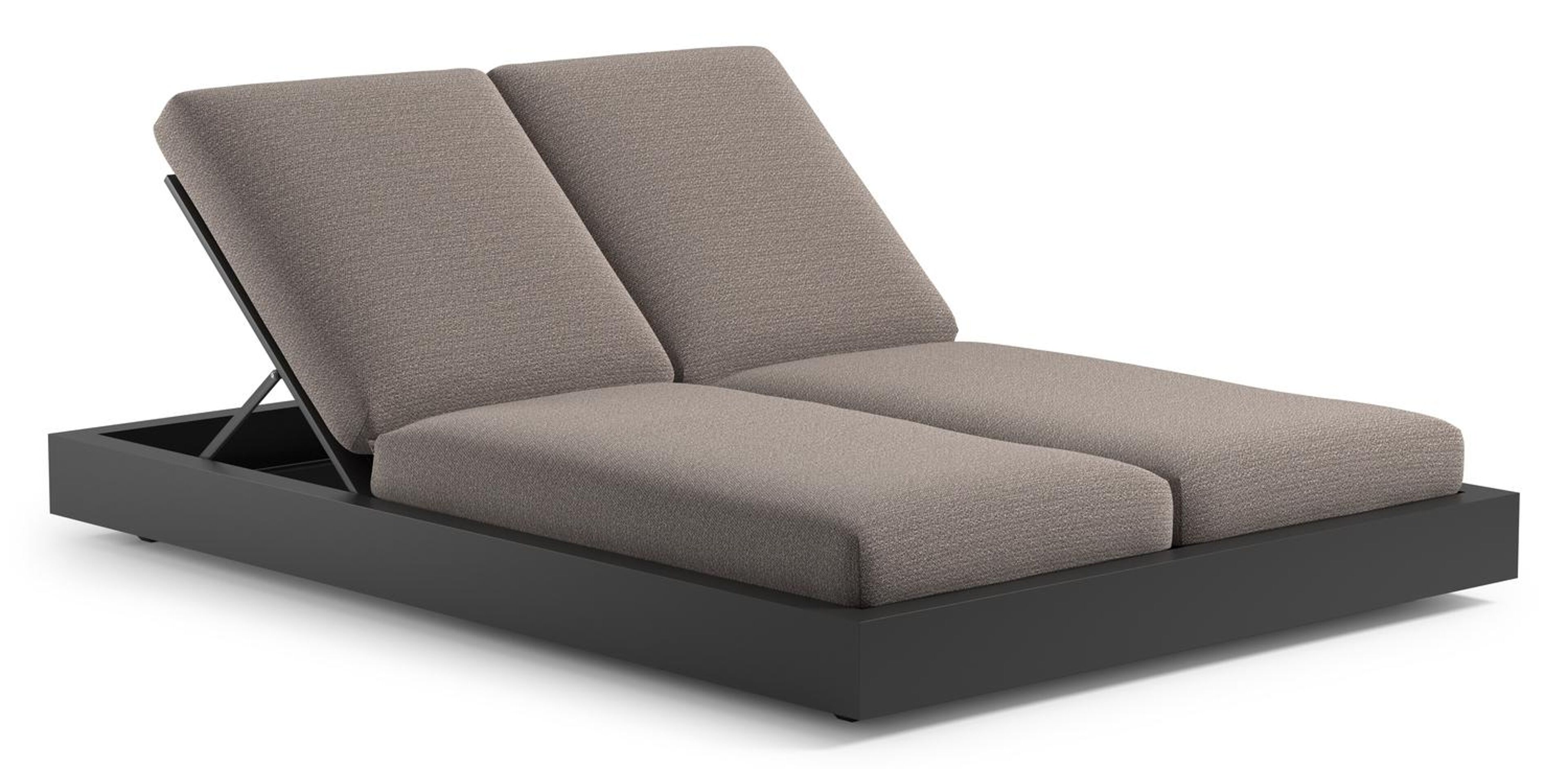 Como verstelbaar dubbel ligbed in zwart aluminium met wander granite all weather Sunbrella® luxe kussen