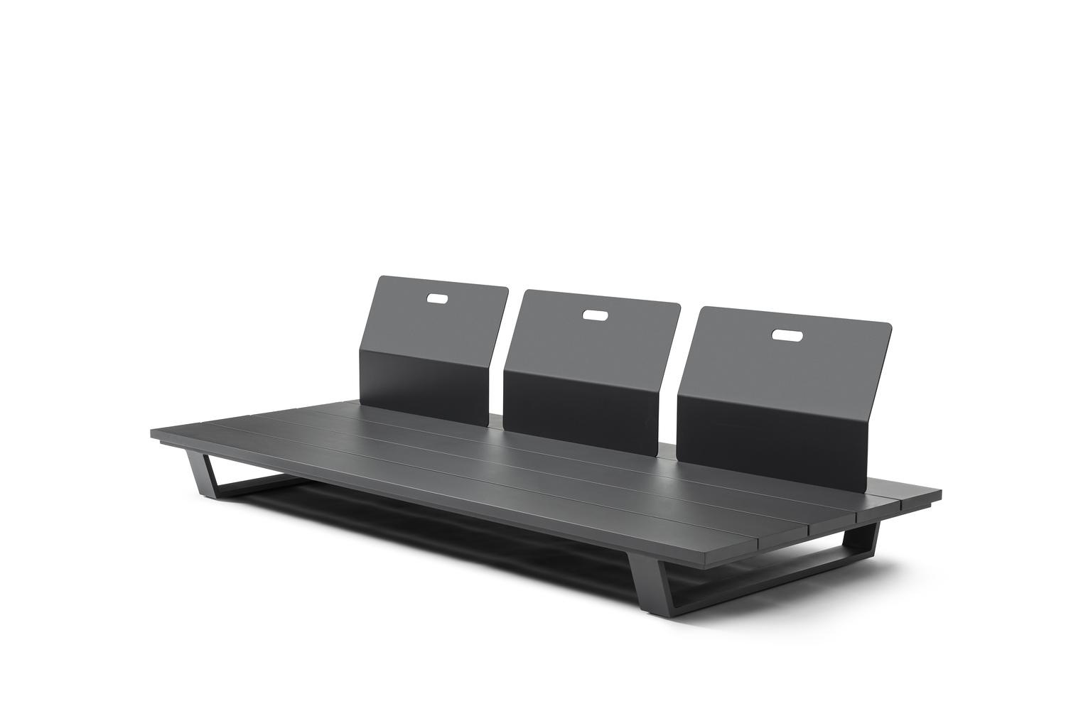 Pagino loungeset in zwart aluminium met chartres sooty Sunbrella luxe kussens 