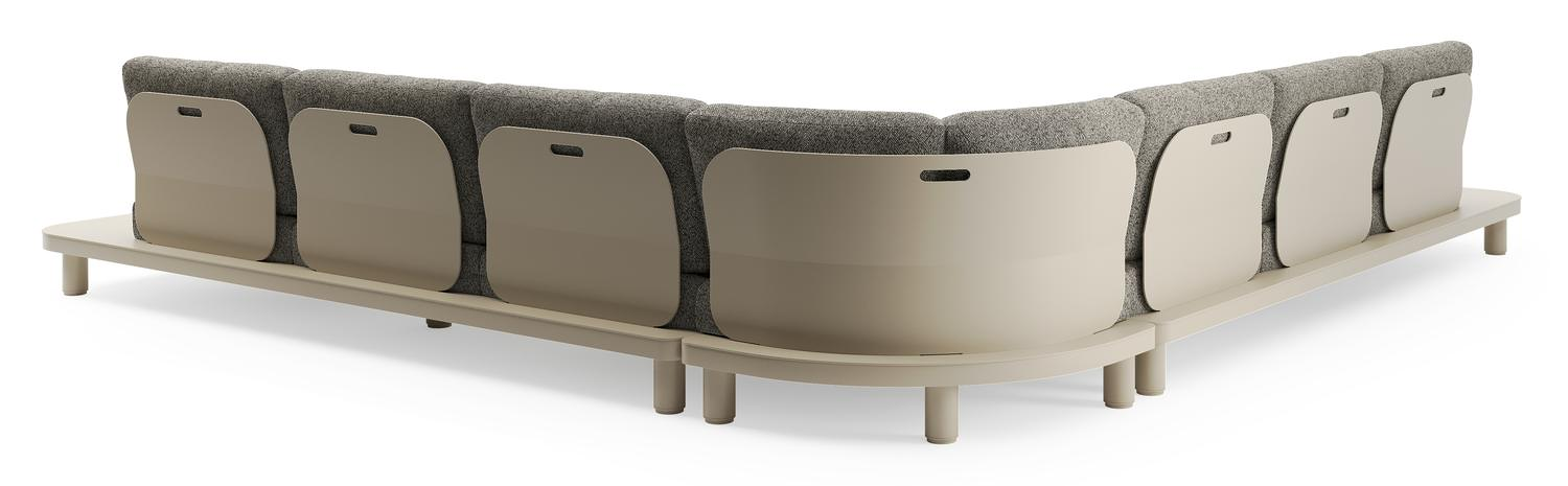 Salon de jardin d'angle Donato en aluminium beige et coussins en all weather cosytica marbella tunder