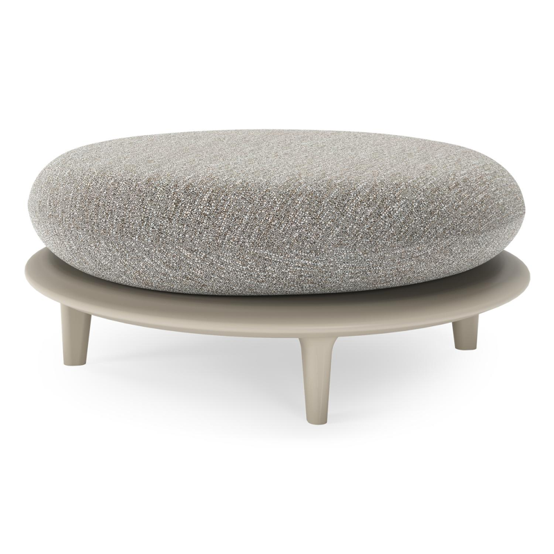 Bomero poef in beige aluminium met tundra pepper all weather sunbrella® luxe kussen