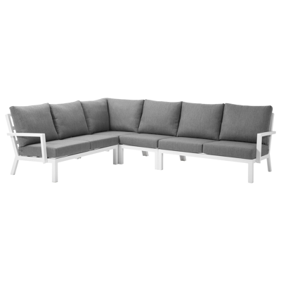 Alcudia loungehoek in wit aluminium met grijs polyester kussens en loungetafel