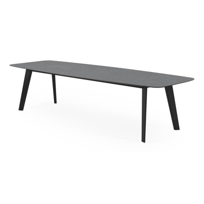 Table de jardin Lacrima en aluminium noir et céramique pleine pierre bleue - Lg 315 x Larg. 115 x H 74 cm