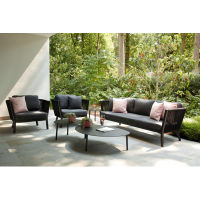 Bugano lounge 1-zit in zwart aluminium met Sunbrella luxe kussens