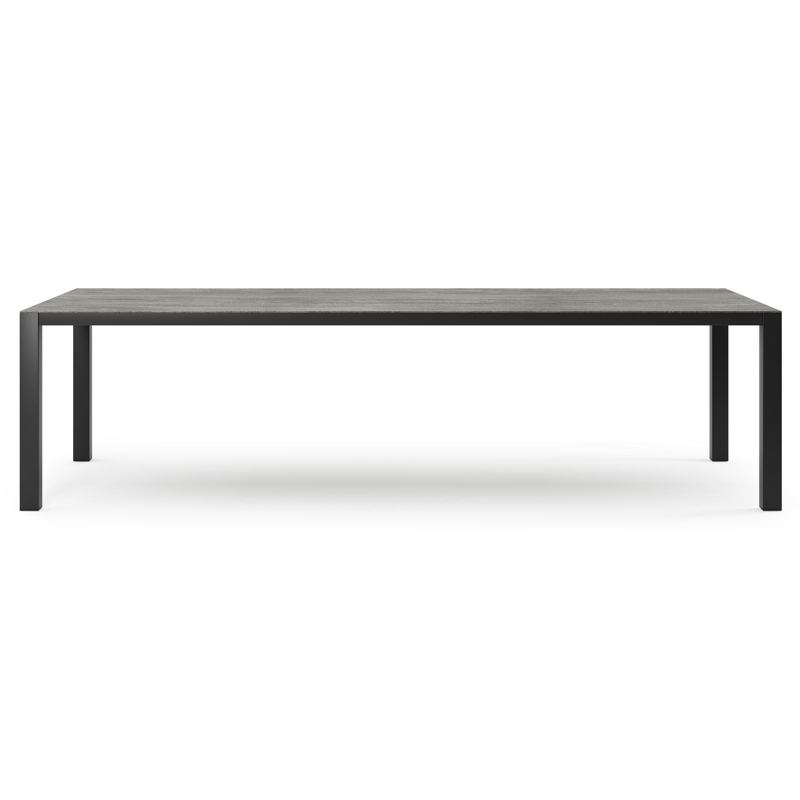 Como tuintafel in zwart aluminium en volkeramiek aspen grey - L 280 x B 110 x H 75 cm