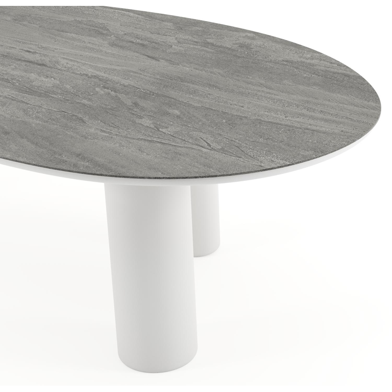 Amico tuintafel mango in wit aluminium en volkeramiek Aspen Grey - L 260 x B 130 x H 73.5 cm