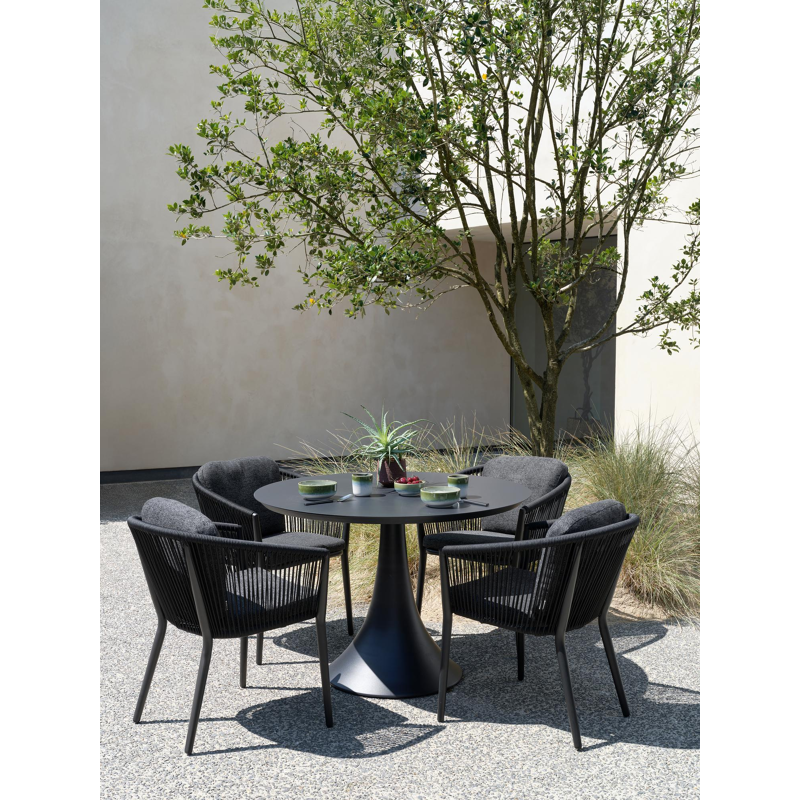 Fano tuintafel in zwart aluminium - Dia. 110 cm