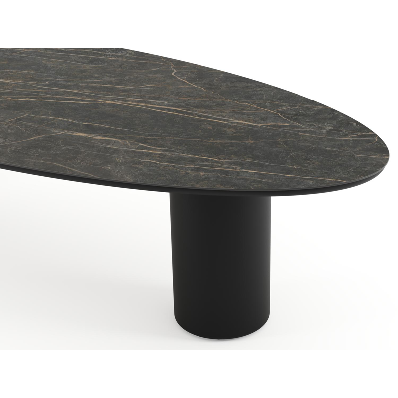 Amico tuintafel ovaal in zwart aluminium en volkeramiek Black Obsession - L 320 x B 130 x H 73.5 cm