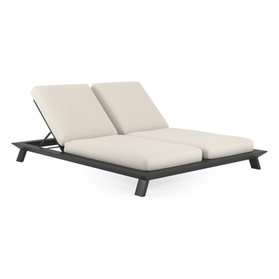 Cesano verstelbaar dubbel ligbed in zwart aluminium met althea off white all weather cosytica kussen