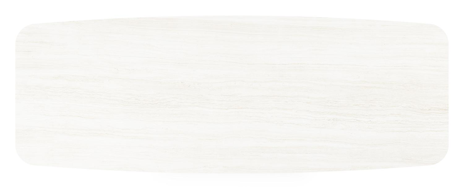 Orso tuintafel bootvorm in zwart aluminium en volkeramiek calista - L 315 x B 115 x H 75 cm