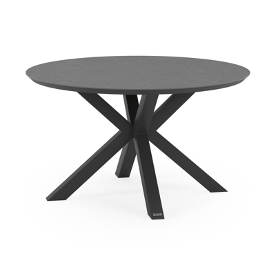 Nano tuintafel in zwart aluminium en volkeramiek pierre bleue - Dia. 130 x H 71 cm