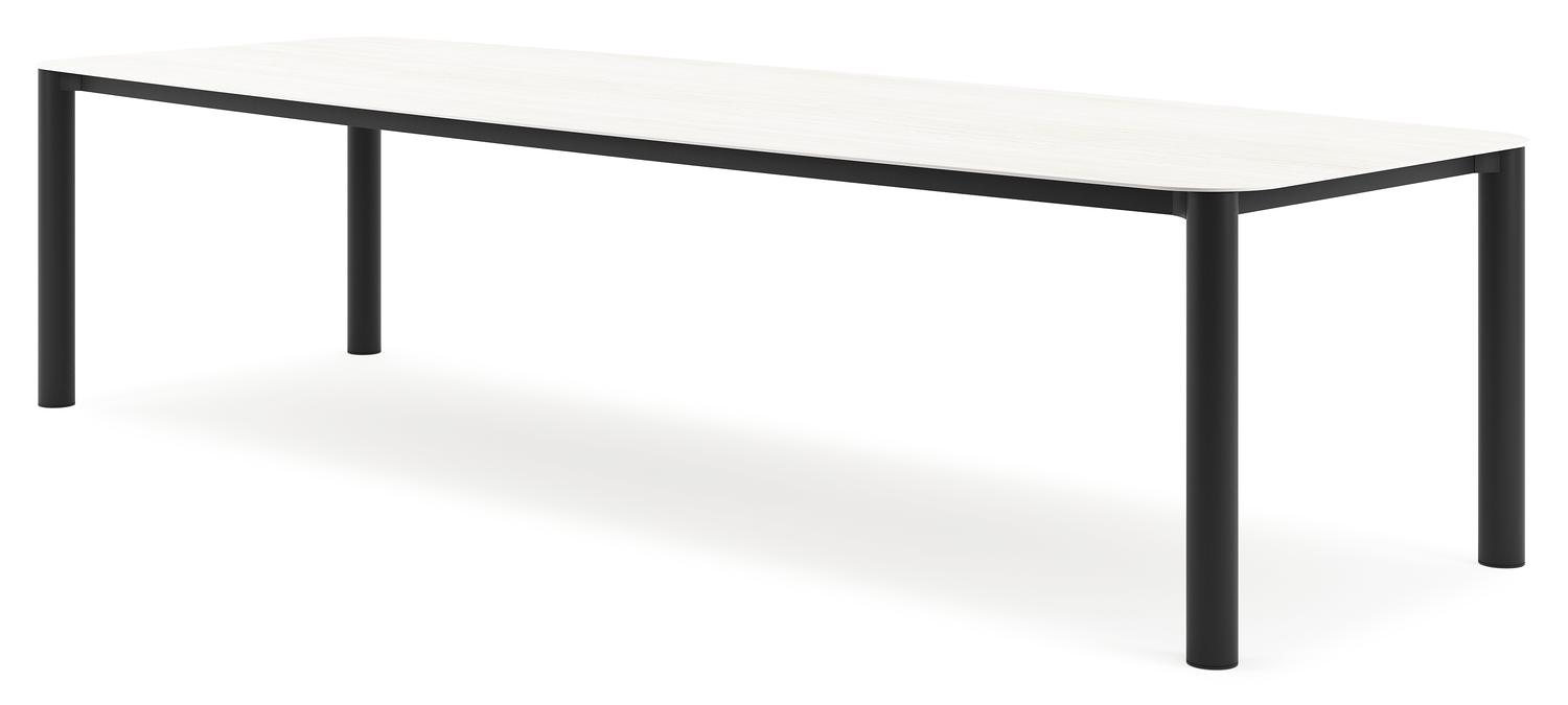 Orso tuintafel bootvorm in zwart aluminium en volkeramiek calista - L 315 x B 115 x H 75 cm