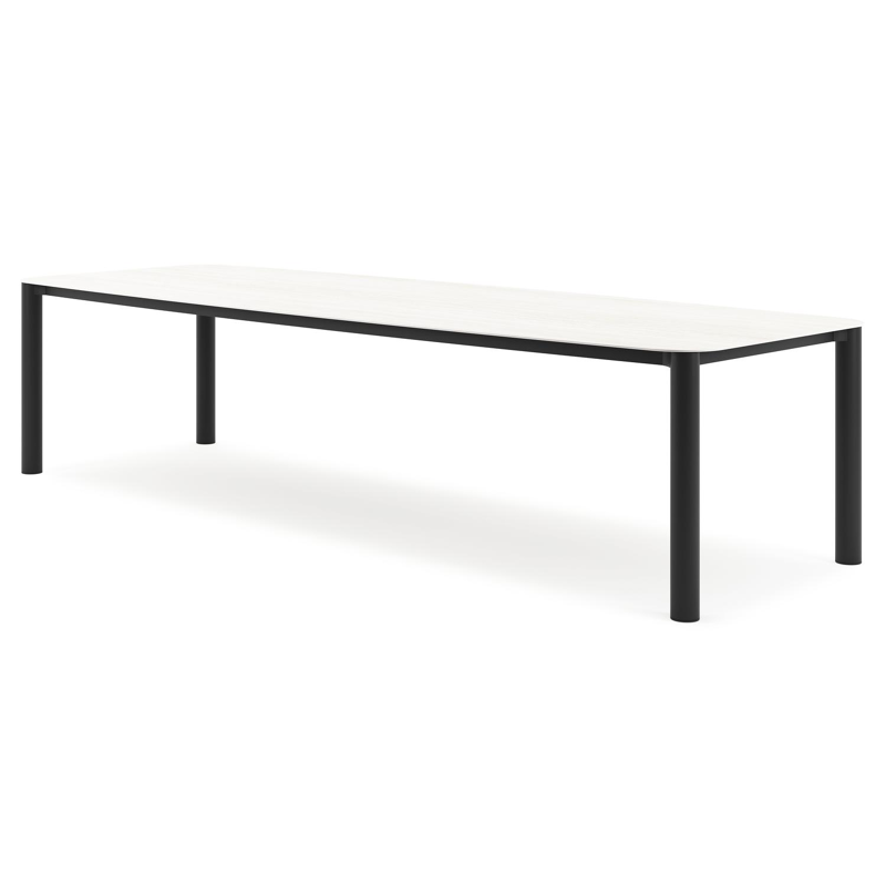 Orso tuintafel bootvorm in zwart aluminium en volkeramiek calista - L 315 x B 115 x H 75 cm
