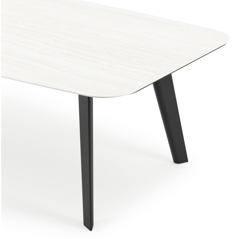 Lacrima tuintafel bootvorm in zwart aluminium en volkeramiek calista - L 255 x B 115 x H 73 cm
